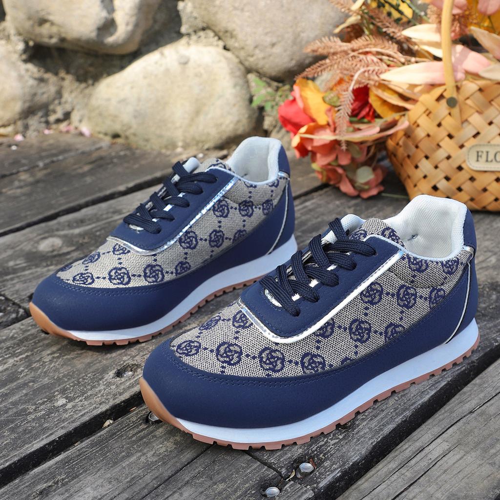 Women's Spring Sports Casual Shoes with Round Toe and Color Matching Flats