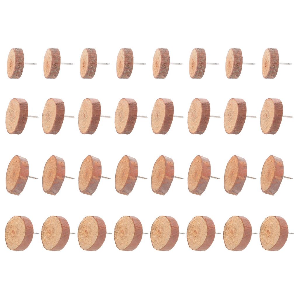 40Pcs Wooden Push Pins Flat Top Round Head Thumbtacks Decorative Cork Board Bulletin Board Map Pins for Hanging Photos Documents