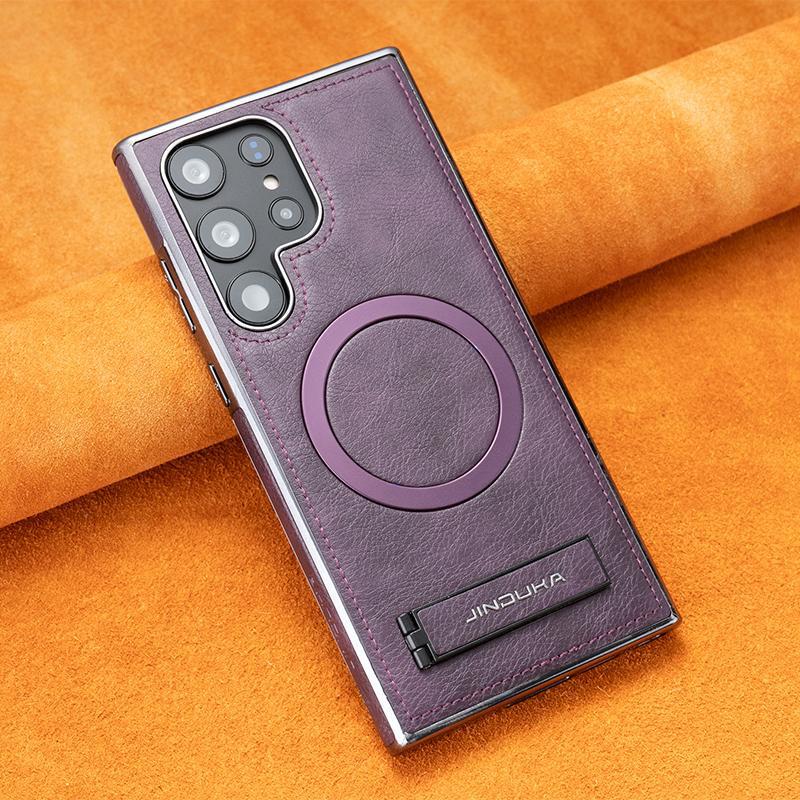 Suitable for Samsung S24ultra Mobile Phone Case Light Luxury 23+ Full-inclusive Magnetic Suction Anti-fall 23 Ultra Stand Business Leather Case