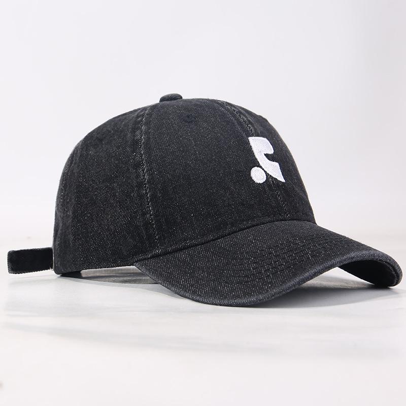 Cowboy baseball hat women s big head circumference shows face, small washed peaked hat men s Korean version of outdoor sun hat L чёрный