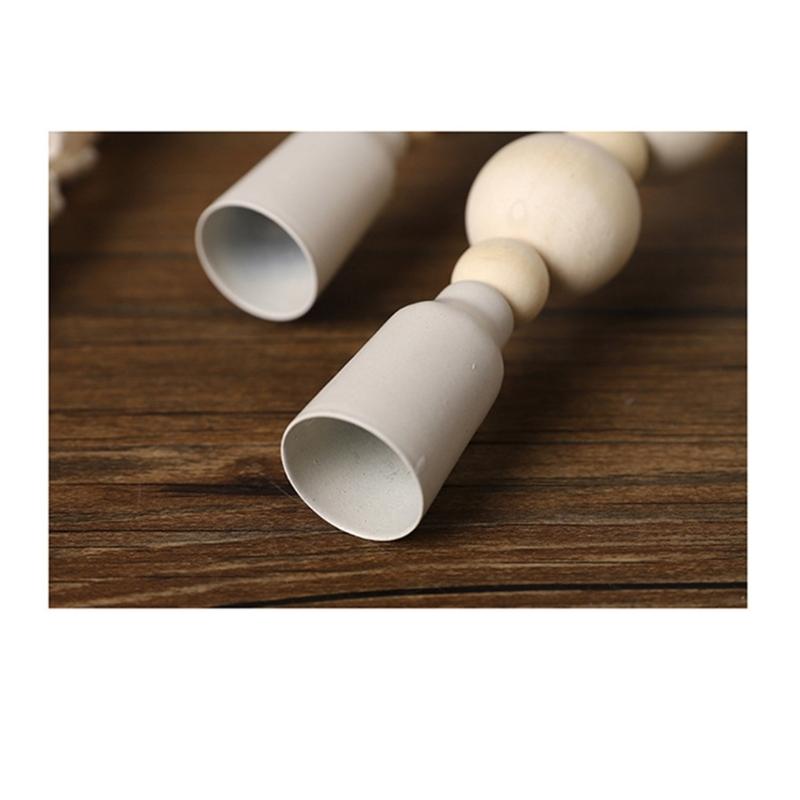 Wooden Beads Taper Candle Holder Metal Candlestick for Home Decors Weddings Party and Dining Table Centerpieces Display