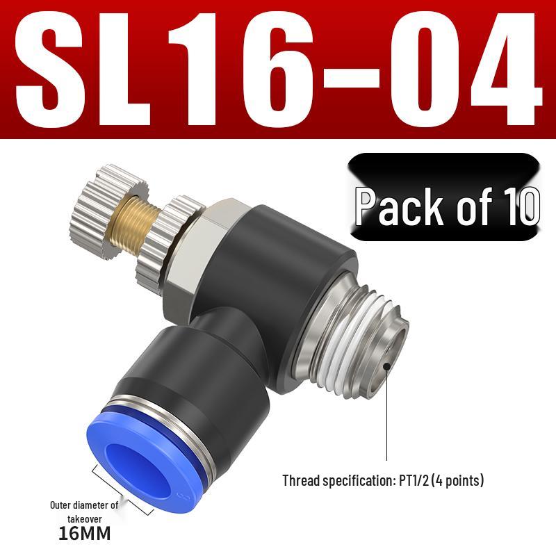 Adjustable Pneumatic Throttle and Speed Control Valve with Quick Connector for Air Tubes SL4 6 8-M5-01-02