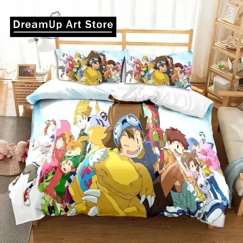 Set Biancheria da Letto Anime Digimon Adventure Singolo Gemello Matrimoniale Queen King Size Set Letto Adulto Bambino Camera da Letto Mostro Avventura Cartone Animato Biancheria da Letto