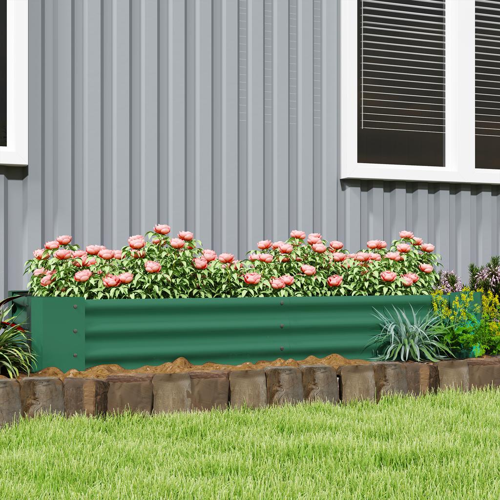 180 x 90cm Galvanised Steel Open Planter - Green