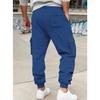 Autumn and winter fleece men's casual overalls men's multi-pocket drawstring sports casual trousers