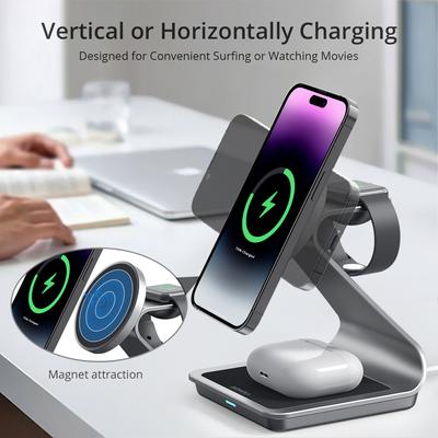 Metal Magnetic 3 In 1 Wireless Charger For Apple Watch Ultra/airpods Pro Charger Dock Station For Iphone 14 Pro Max/13/12