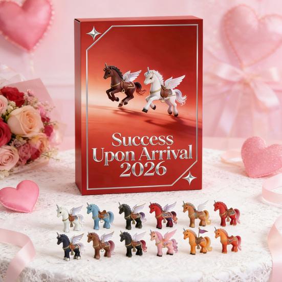 2026 Advent Calendar Pegasus Acrylic Figure Set 2D Flat Wall Decor Fun Collectibles for Kids Colorful Fantasy Decorations for Room Party & Gifts