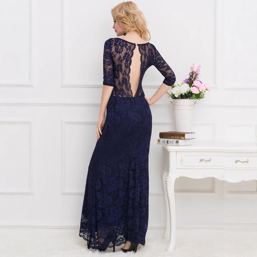 

Plus Size Lace V-Neck Evening Dress - Slimming, Sexy, Long Skirt for Women 2XL
