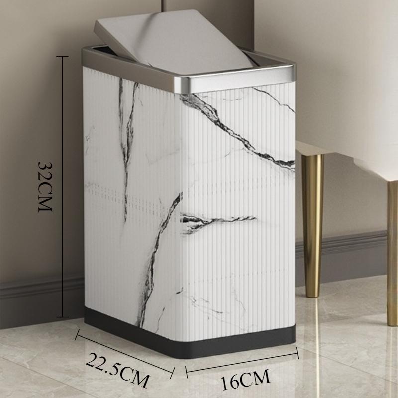 Stainless Steel Trash Can with Lid Luxury Large Capacity Trash Bin Minimalist Built-in Wastebasket Home Room Bathroom Supplies