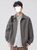 Men's American Retro Versatile Loose Jacket - Autumn Solid Color Fashion with Simple Lapel and Zipper