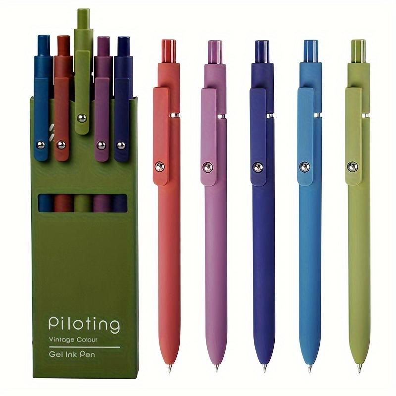 Morandi Renkli Jel Mürekkepli Tükenmez Kalemler, Plastik, Hızlı Kuruyan, Orta Uçlu, 5'li Paket Set, 0.5mm Siyah Mürekkep