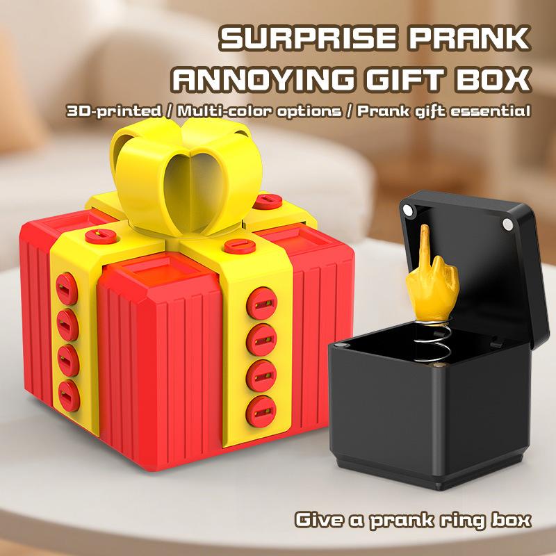 Funny Annoying Surprise Gift Box, Prank Rose Poop Middle Finger Figurine Ornament for Gag Present