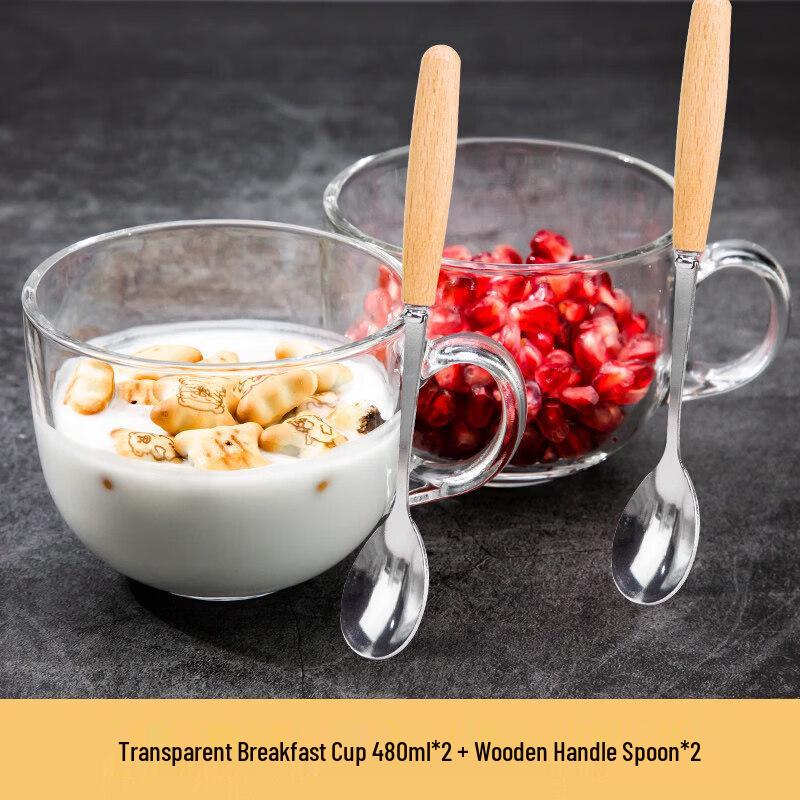 Qīwēi Large Heat-Resistant Glass Breakfast Mug