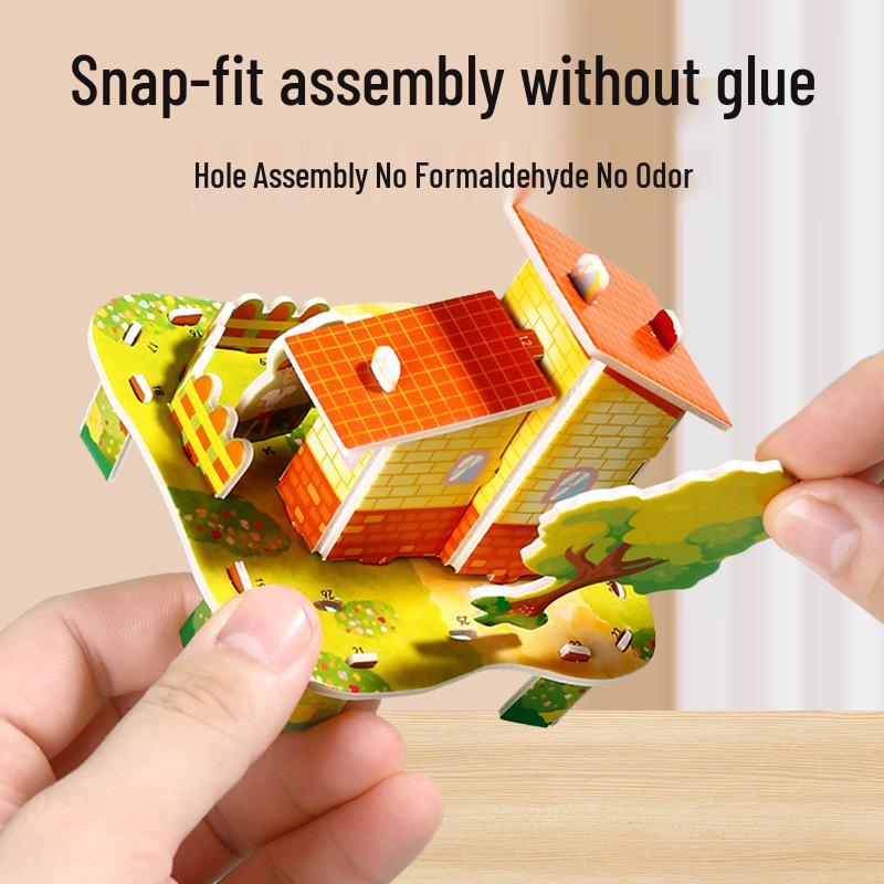 3D Stereoscopic Small House DIY Puzzle for Kids Ages 3-6 - Educational Paper Craft Toy