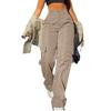 Women's Casual Lightweight Hiking Pants High Waist Beltless Straight Leg Loose 4 Pockets  Cargo Pants