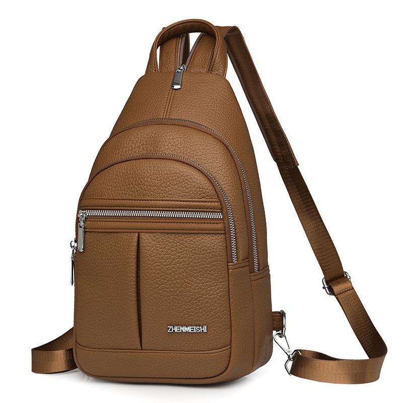 

Нагрудная сумка Женская сумка через плечо Многофункциональная сумка на плечо Дорожный маленький рюкзак коричневый