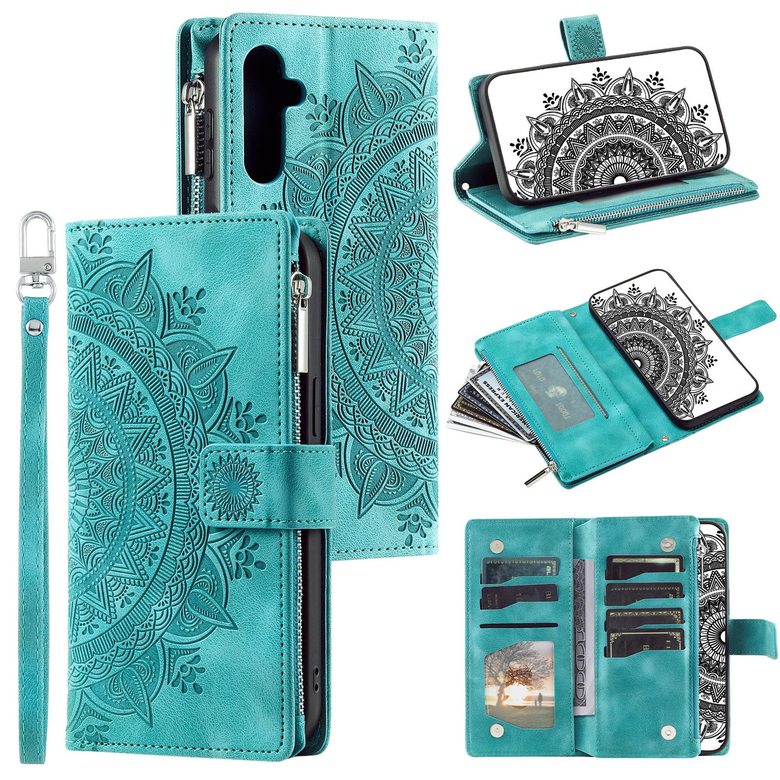 

Style 006 For Samsung Galaxy A16 5G/A16 4G Wallet Case PU Leather Phone Cover Mandala Flower Pattern Green