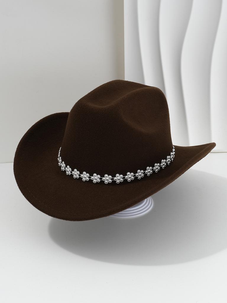 New cowboy hat premium top hat western jazz hat rhinestone flower decoration party hat hat