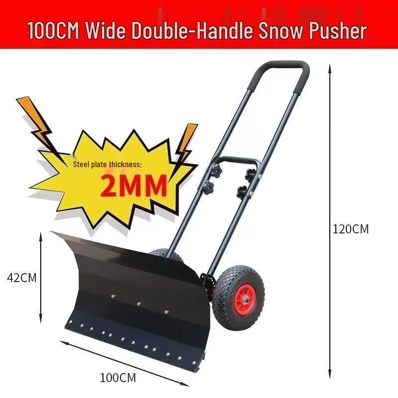 Manganese Steel Wheeled Snow Shovel & Ice Pusher
