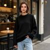 European and American Knitted Sweater Women's Loose Round Neck Solid Color Long Sleeve Thickened Large Size Autumn and Winter Casual Pullover