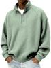 Men's Vintage Check Textured Zip Sweatshirt Stand Collar Long Sleeve Casual Pullover