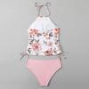 Bikini Two Pieces Tankini Set Swimsuit High Wasit Lace Up Swimwear Sexy Backless Bathing Suit Female Beach Wear