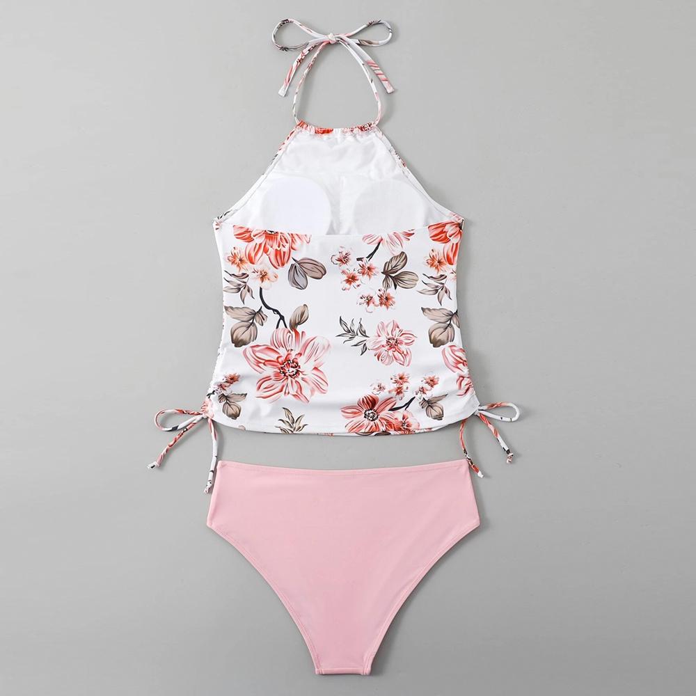 Bikini Two Pieces Tankini Set Swimsuit High Wasit Lace Up Swimwear Sexy Backless Bathing Suit Female Beach Wear