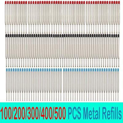 100/200/300/500 PCS 9.9cm Metal Ballpoint Pen Refills1.0mm Medium Point Roller Ball Pens Refills Ink Rods School Office Supply