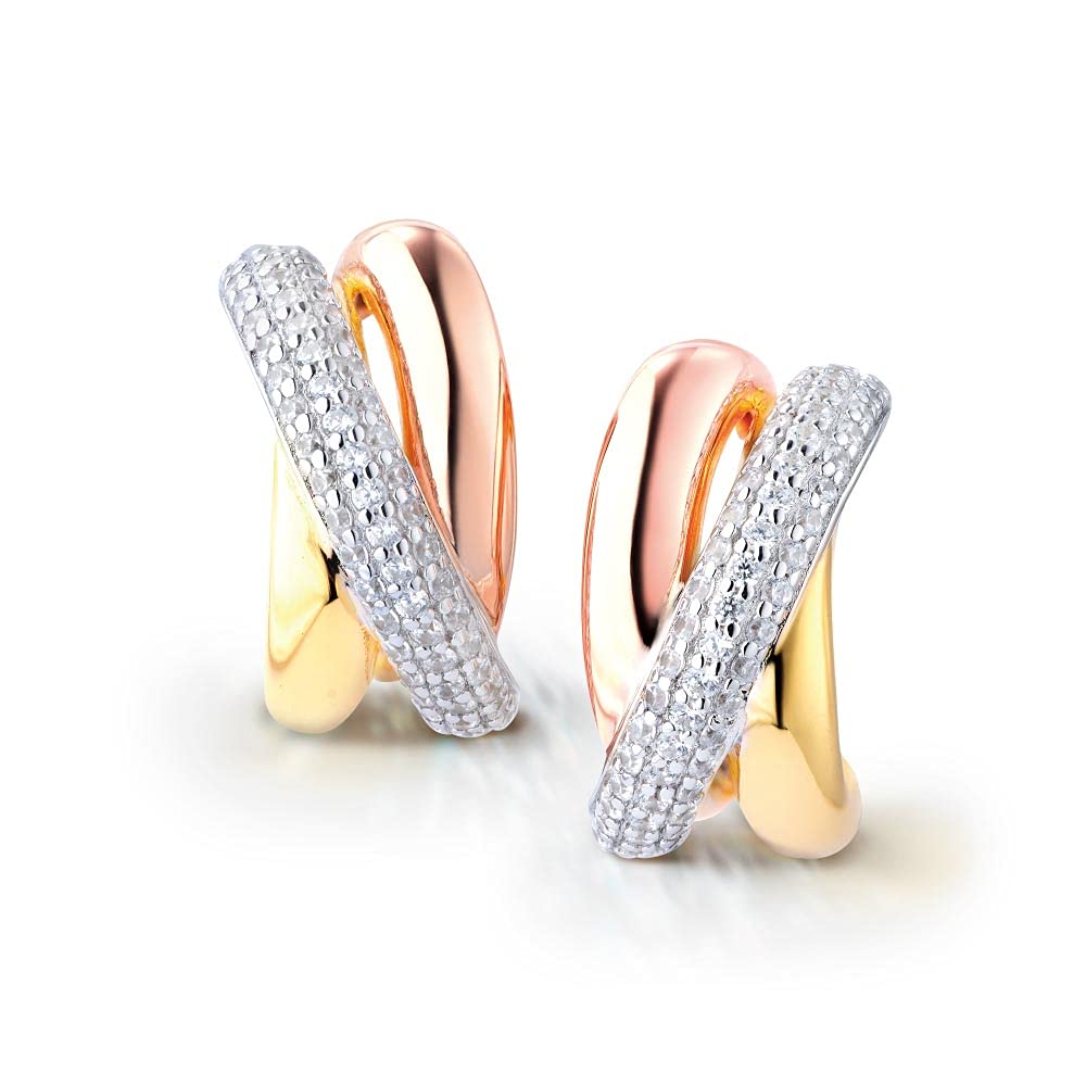 Gift from New York Earrings Hoop Earrings 3 Colors 3 Rows Platinum 18K K18 Gold Processing Brand Metal Allergy Friendly Women's