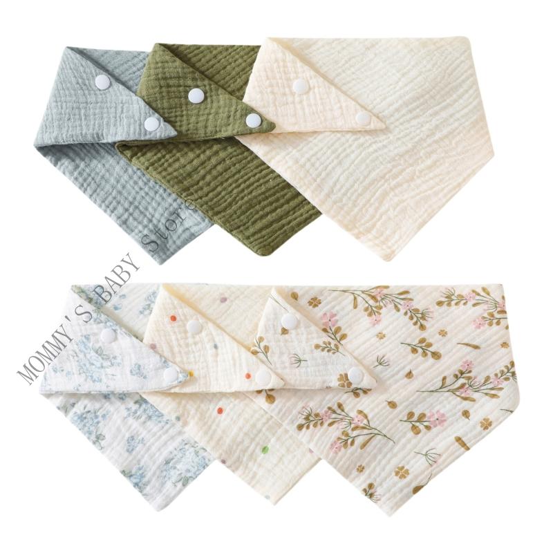 

H3CD 6pcs Feeding Bib Breathable Bib Adjustable Saliva Towel Baby Essential Drooling Apron Burp Cloths for Infant Toddlers