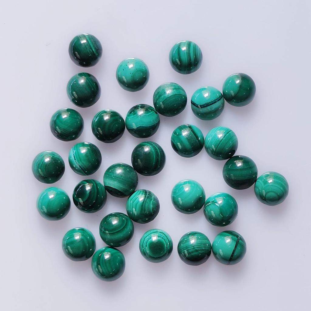 Natural Malachite Round Cabochon Lot, Green Malachite Gemstone, Round Flat Back Cabochon, Banded Green Stone for Jewelry Making, Loose Gemstone