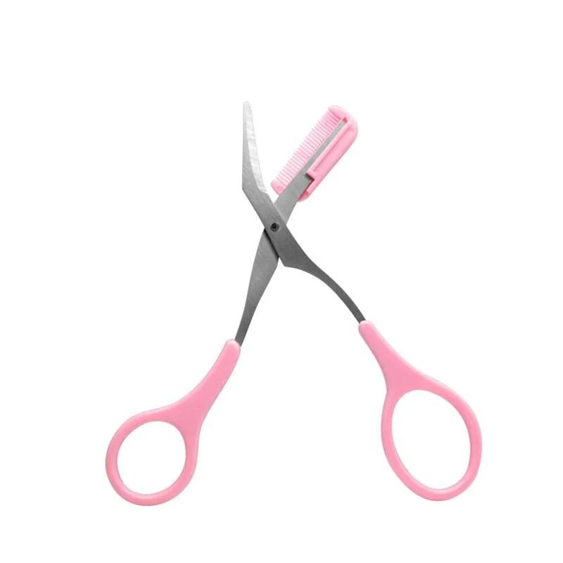 1/2Pcs Stainless Steel Crescent Moon Eyebrow Trimmer Set With Comb Portable Women Eyebrow Eyelash Hair Scissors Makeup Tool