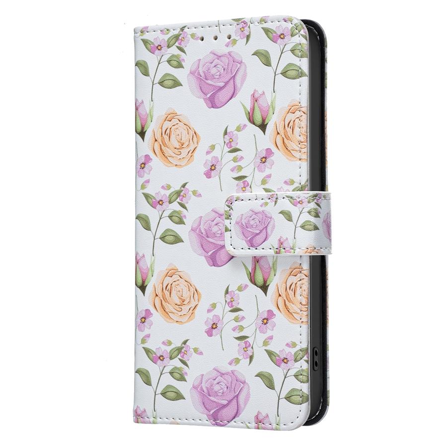 Luxury Floral & Butterfly Printed Phone Case for iPhone/Samsung Wallet Case with 3 Card Slots + Cash Pocket Kickstand Vegan Leather Flip Cover