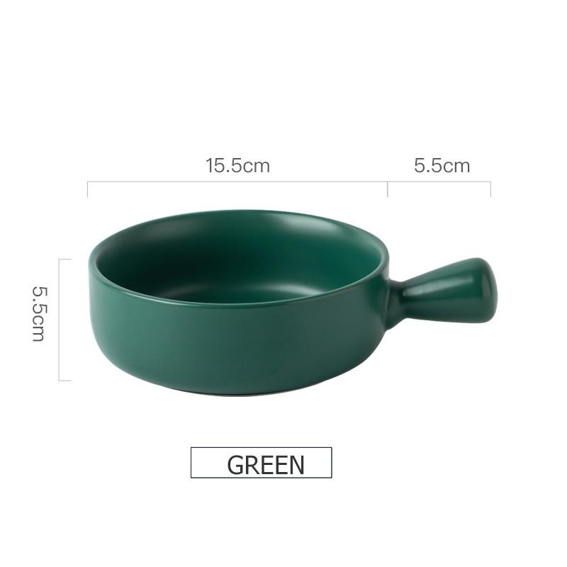 6 Inch Porcelain Baking Plate Dessert Bowl Ramekin Baker Dinner Plate Pasta Dishes Baked Rice Bowl with Handle Microwave Safe