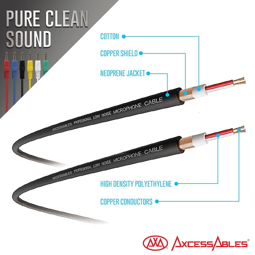 AxcessAbles TS To TS Unbalanced Mono Patch Cable Modular Synth Cord TS Audio Cable Eurorack Synthesizer Multicolor TS AUX Cord 6 Pack 1/8" (3.5mm)