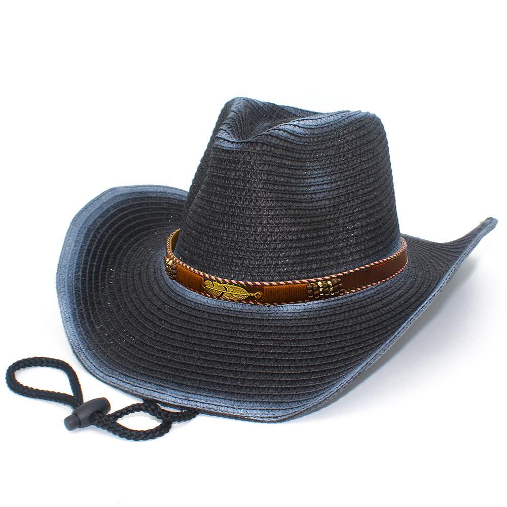 New American Curved-brimmed Straw Hat for Men and Women, Outdoor Seaside Beach Vacation Visor, Breathable Cowboy Hat
