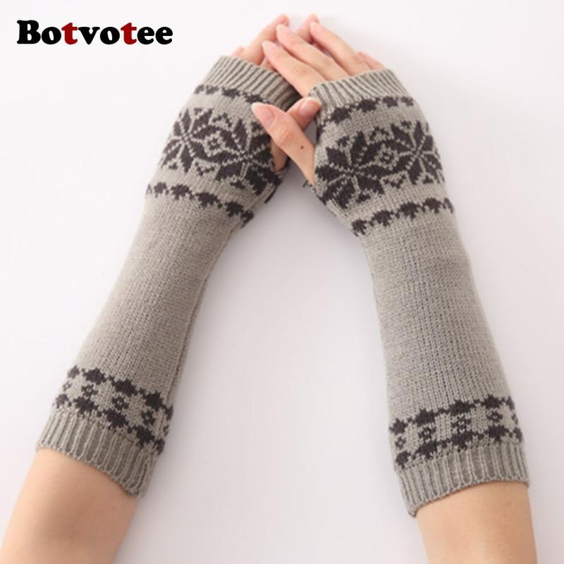 Botvotee Sleeves for Women Y2k Accessories Free Shipping Arm Warmers Korean Fashion Winter Knit Half Finger Fingerless Gloves