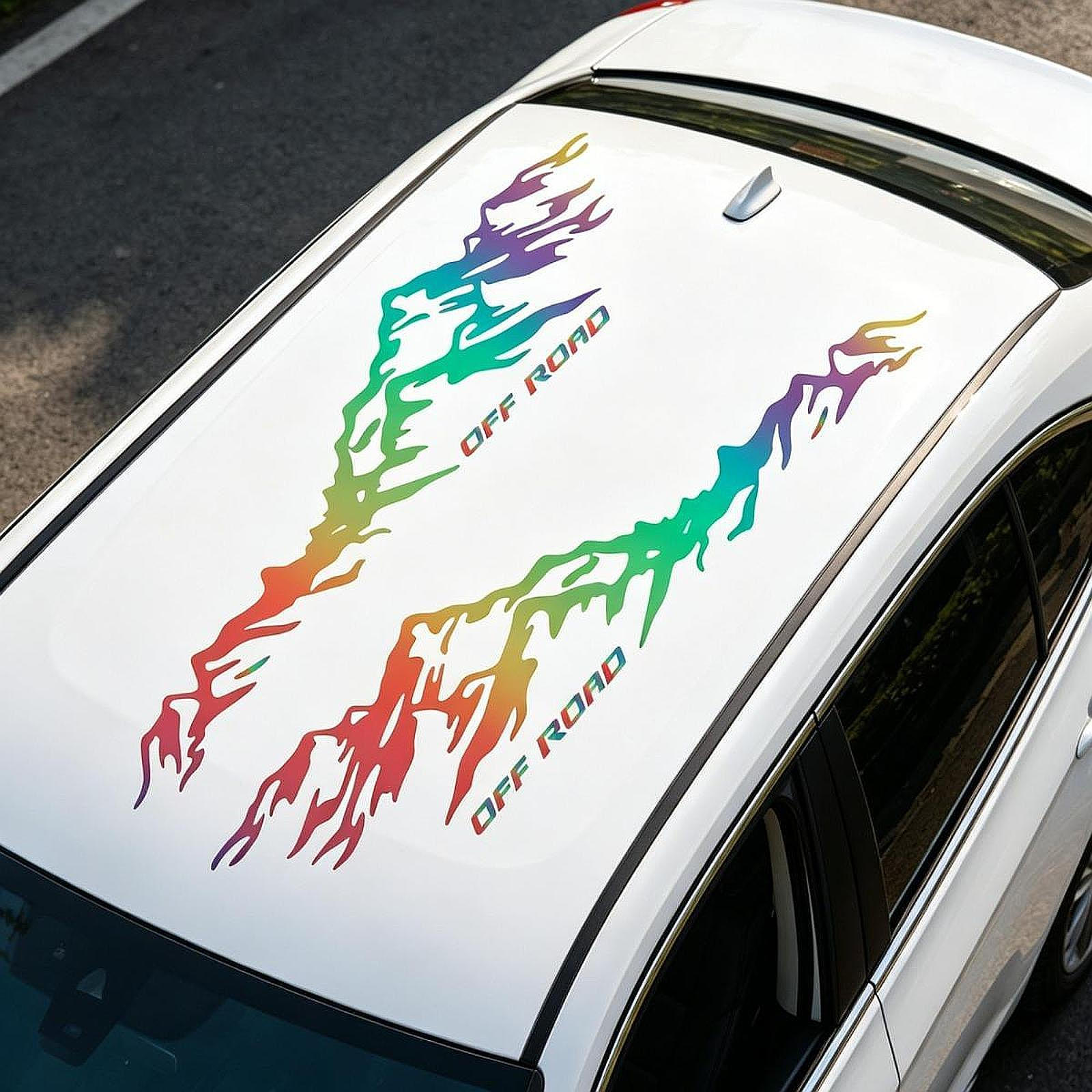 

2 Pieces Hood Car Sticker Body Side Stickers Anti Scratch RV Decal Auto for Bus Colorful