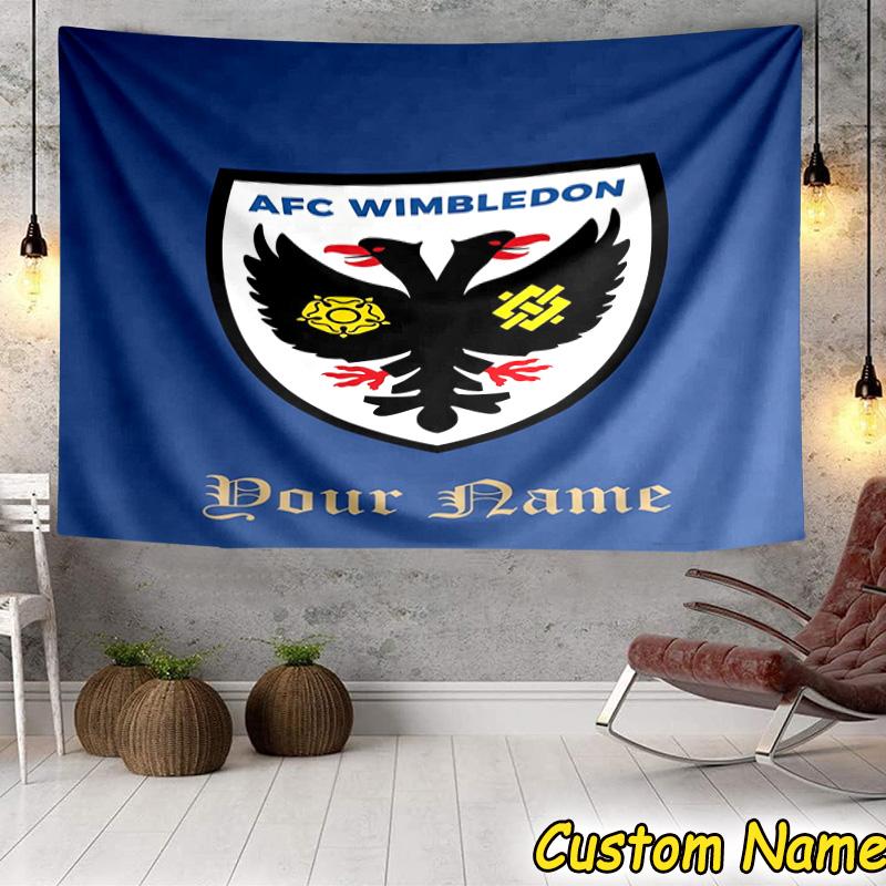 Custom Name Afc Wimbledon Crest Tapestry Room Decoration Wall Hanging for Living Room Bedroom, dormitory, Birthday and Christmas gifts