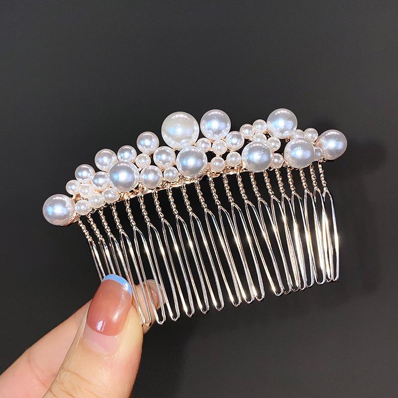 Non-Slip Crystal Pearl Hair Comb - Elegant Summer Headdress for Women