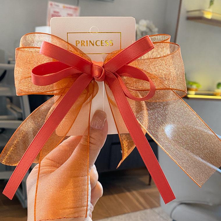 Korean Style Large Bow Princess Hair Clip for Girls - Mesh Multi-Layer Summer Accessory