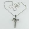 Men Stainless Steel Prayer Cross Ring Pendant Ball Chain Punk Necklace Jewelry