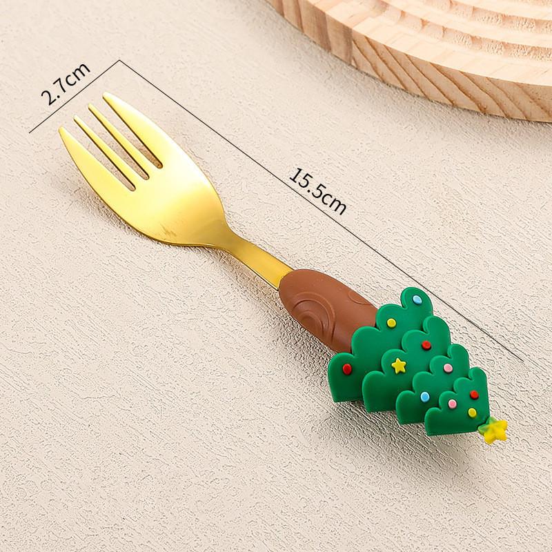 4 Stück Weihnachtsgabel und Löffel Set Besteck Edelstahl Kreatives Tafelgeschirr Kaffee Tee Dessert Geschenkset