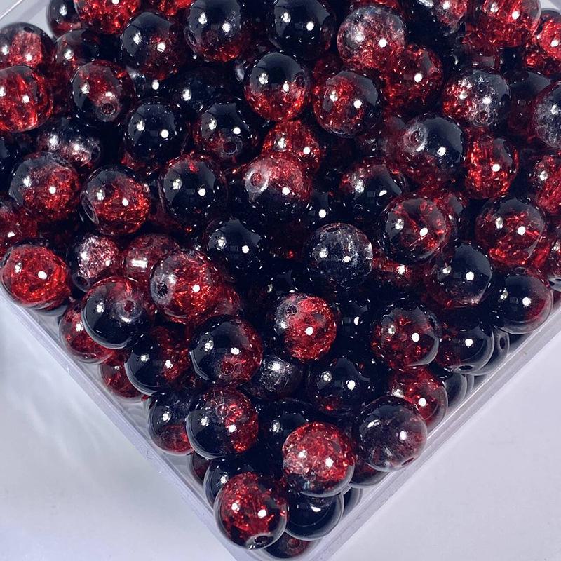 Black Series 10mm Ice-Cracked Glass Beads for DIY Jewelry Crafting