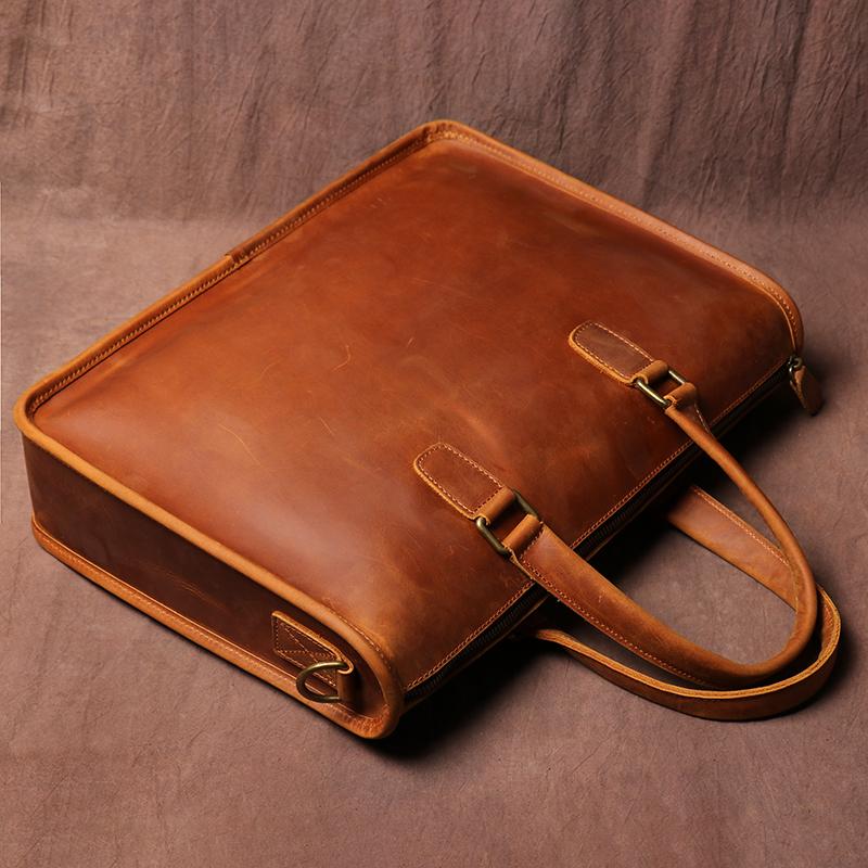 Pánská taška Kůže Crazy Horse Pánská aktovka na notebook 14 Messenger Pánská kožená business kancelářská taška