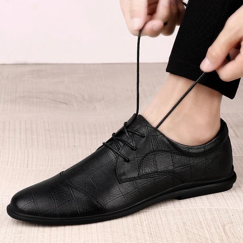 Fashion Men Dress Shoes Lace Up Genuine Leather Luxury Fashion Groom Wedding Shoes for Men Outdoor Luxury Italian Style Oxford Shoes