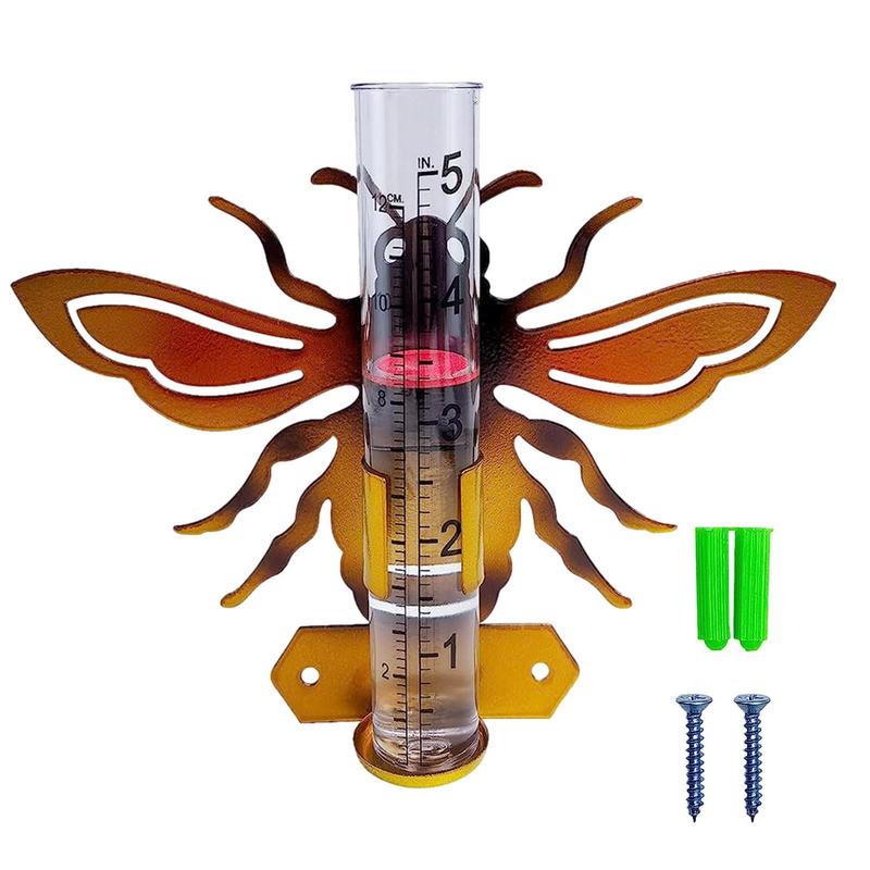 Outdoor Rain Gauge Easy To Read Rain Collector With Metal Art Garden Decor Patio Decoration Imperial Metric Rain Gauge For Parks