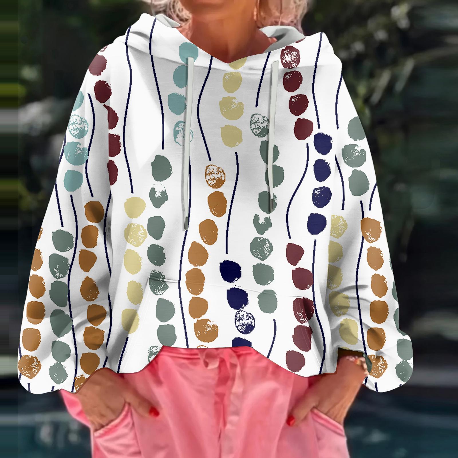 

Женский худи свободного кроя с цветочным принтом и длинными рукавами XL белый