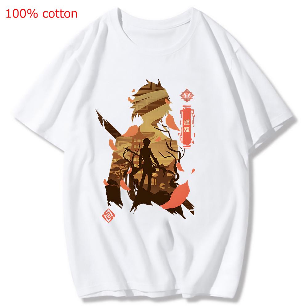 Genshin Impact Printing Tshirts Xiao Venti Print Tee Shirts Hu Tao Zhong Li Graphic T-shirt Kaedehara Kazuha Raiden Shogun Tees