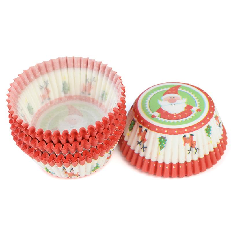 100Pcs Christmas Cupcake Paper Cups Muffin Cupcake Liners Merry Christmas Cake Mold Baking Cup Home Christmas Cake Decorations